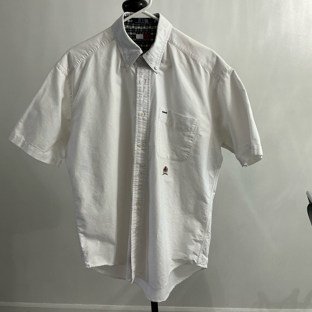 Tommy Hilfiger Men’s Medium White Polo Shirt Short Sleeve Embroidered Logo